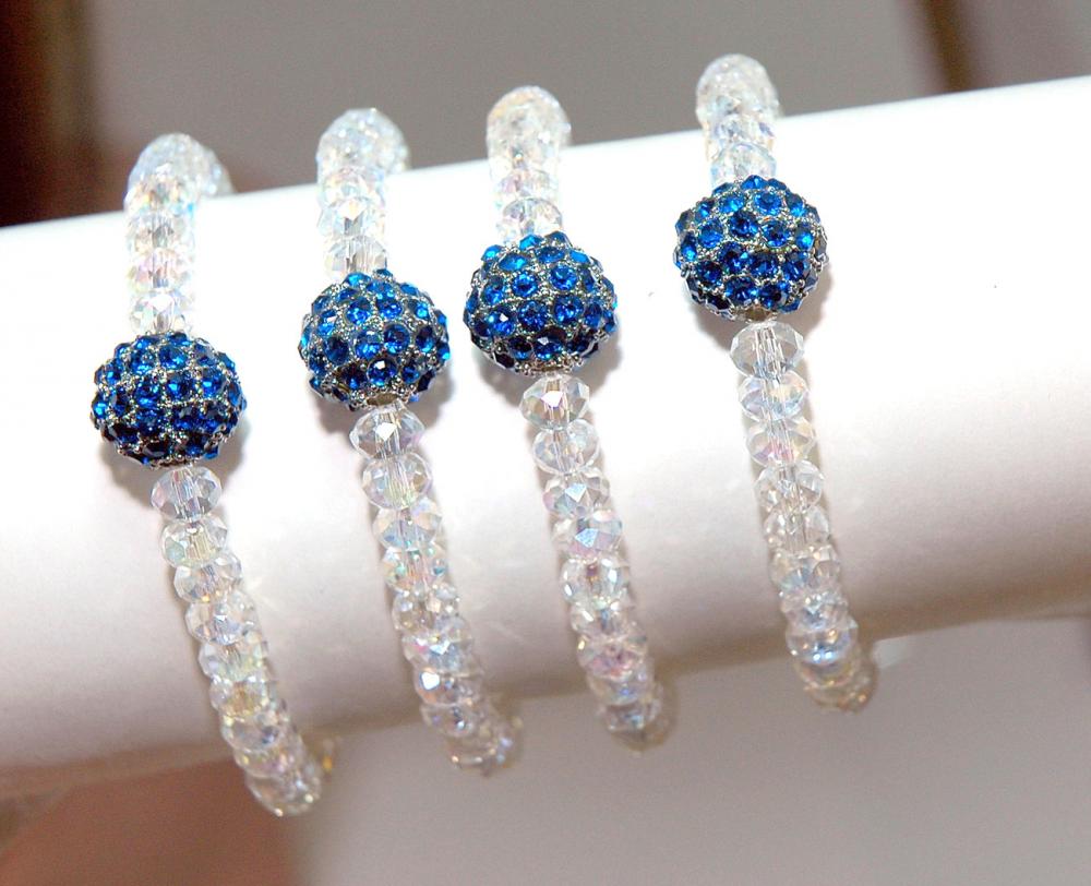 SALE Set of Four Bridesmaids Bracelets- Something Blue Bracelets - Wedding Jewellery