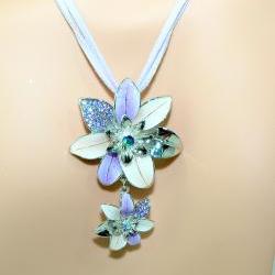 Flower Necklace - Purple Flower Necklace Set - Enamel Flower Necklace Set - Gifts Under 20.00