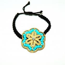 Black Ocean Inspired Macrame Bracelet - Sea shell Cham - Teens Jewelry - Turquoise Bracelet