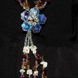 Mix Gems Long Necklace - Flower Necklace - Gift