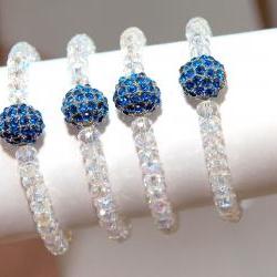 SALE Set of Four Bridesmaids Bracelets- Something Blue Bracelets - Wedding Jewellery