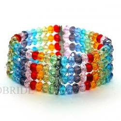 15% OFF Rainbow Beaded Bracelet - Multi strand bracelet - Colorful Bracelet